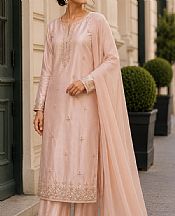 Mahveen Studio Peach Tissue Silk Suit- Pakistani Designer Chiffon Suit