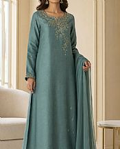 Mahveen Studio Teal Tissue Silk Suit- Pakistani Chiffon Dress