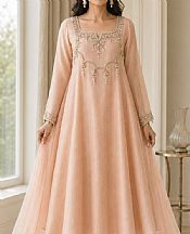 Mahveen Studio Peach Tissue Silk Suit- Pakistani Chiffon Dress