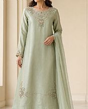 Mahveen Studio Sage Green Tissue Silk Suit- Pakistani Designer Chiffon Suit