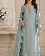 Mahveen Studio Light Turquoise Tissue Silk Suit- Pakistani Chiffon Dress