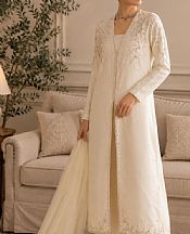 Mahveen Studio Off-white Tissue Silk Suit- Pakistani Designer Chiffon Suit