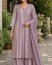 Mahveen Studio Light Mauve Tissue Silk Suit- Pakistani Designer Chiffon Suit