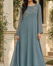 Mahveen Studio Cadet Blue Chiffon Suit- Pakistani Designer Chiffon Suit
