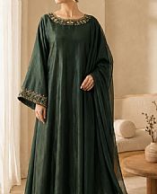 Mahveen Studio Bottle Green Tissue Silk Suit- Pakistani Chiffon Dress