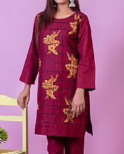 Mak Fashion Crimson Cotton Suit (2 Pcs)