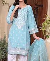 Mak Fashion Light Turquoise Organza Suit