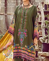 Olive Green Cambric Suit- Pakistani Winter Dress