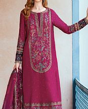 Maria B Magenta Cotton Satin Suit- Pakistani Winter Clothing