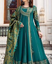 Maria B Teal Linen Suit- Pakistani Winter Dress