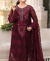 Maria B Wine Chiffon Suit- Pakistani Chiffon Dress