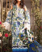 Maria B White/Blue Lawn Suit- Pakistani Lawn Dress