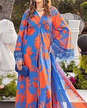 Maria B Blue/Orange Lawn Suit- Pakistani Lawn Dress