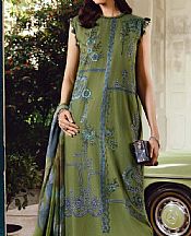 Maria B Military Green Cambric Suit- Pakistani Winter Dress
