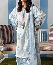 Off White/Blue Lawn Suit