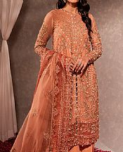 Maria Osama Khan Peach Organza Suit- Pakistani Chiffon Dress