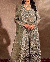 Maria Osama Khan Sage Green Organza Suit- Pakistani Designer Chiffon Suit