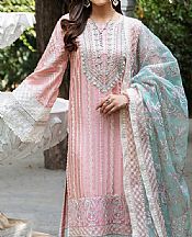 Maria Osama Khan Faded Pink Grip Suit- Pakistani Designer Chiffon Suit