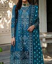 Maria Osama Khan Teal Blue Grip Suit- Pakistani Designer Chiffon Suit