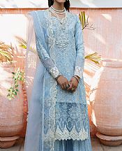 Maria Osama Khan Baby Blue Grip Suit- Pakistani Designer Chiffon Suit