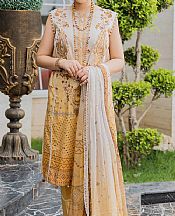 Marjjan Sand Gold Lawn Suit- Pakistani Designer Lawn Suits