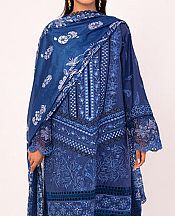 Marjjan Denim Blue Silk Suit- Pakistani Winter Dress