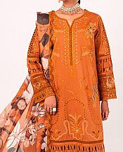 Marjjan Safety Orange Silk Suit- Pakistani Winter Clothing