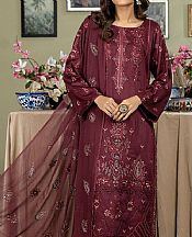Marjjan Wine Linen Suit- Pakistani Winter Dress