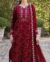 Marjjan Wine Red Lawn Suit- Pakistani Designer Lawn Suits