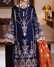 Marjjan Navy Blue Velvet Suit- Pakistani Winter Clothing