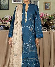 Marjjan Denim Blue Viscose Suit- Pakistani Winter Dress