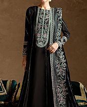 Marjjan Black Raw Silk Suit- Pakistani Designer Chiffon Suit