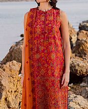Marjjan Orange Lawn Suit- Pakistani Designer Lawn Suits