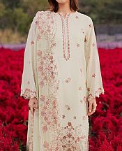 Marjjan Cream Lawn Suit- Pakistani Designer Lawn Suits