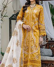 Marjjan Golden Yellow Lawn Suit- Pakistani Designer Lawn Suits