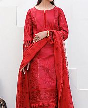 Marjjan Red Lawn Suit- Pakistani Designer Lawn Suits