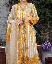 Marjjan White/Mustard Lawn Suit- Pakistani Designer Lawn Suits