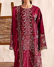 Marjjan Deep Carmine Lawn Suit- Pakistani Lawn Dress
