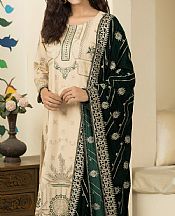 Off-white/Green Wool Suit- Pakistani Winter Dress