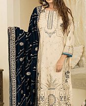 Off-white/Zinc Blue Wool Suit- Pakistani Winter Clothing