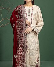 Ivory/Scarlet Wool Suit- Pakistani Winter Clothing