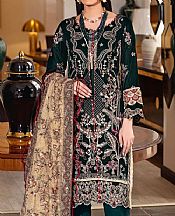 Marjjan Bottle Green Velvet Suit- Pakistani Winter Dress