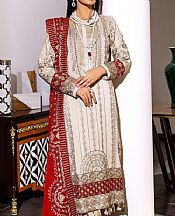 White/Red Raw Silk Suit- Pakistani Winter Dress