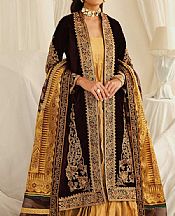 Mustard/Chocolate Brown Velvet Suit- Pakistani Winter Clothing