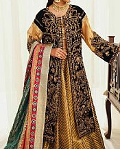 Maryum N Maria Mustard/Black Velvet Suit- Pakistani Winter Dress