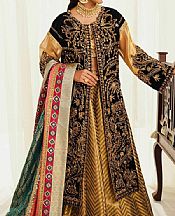 Mustard/Black Velvet Suit- Pakistani Winter Clothing