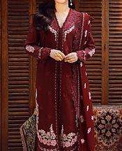 Maryam Hussain Wine Khaddar Suit- Pakistani Winter Dress