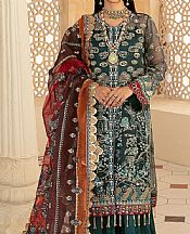 Maryam Hussain Teal Net Suit- Pakistani Designer Chiffon Suit