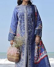 Maryam Hussain Dusky Blue Lawn Suit- Pakistani Designer Lawn Suits
