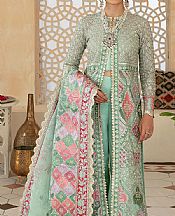 Maryam Hussain Mint Green Net Suit- Pakistani Designer Chiffon Suit